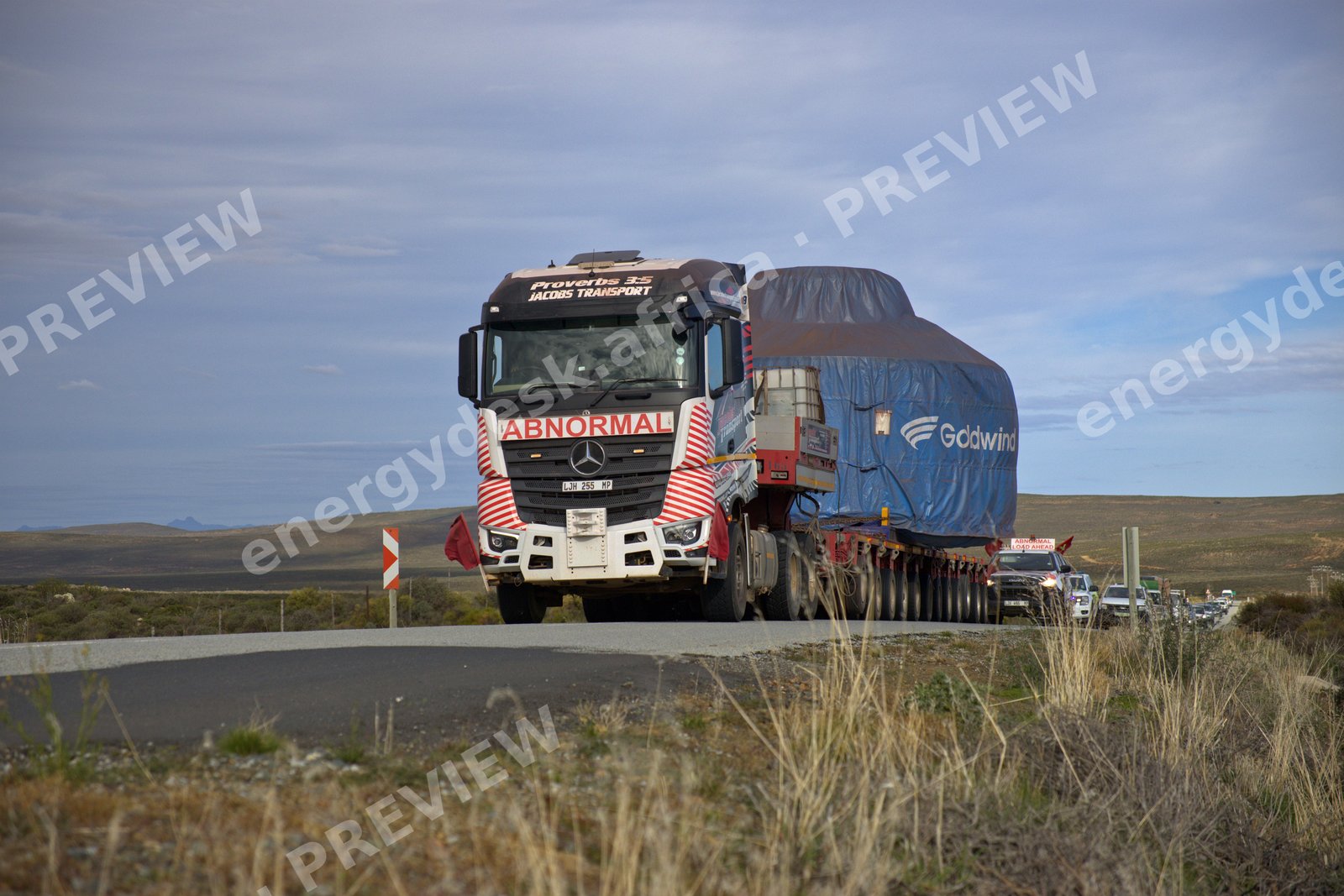 Goldwind turbine component under abnormal-load transport, Karoo