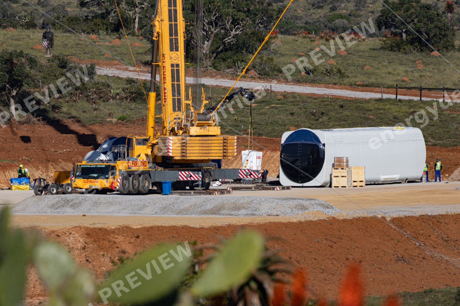 Turbine nacelle at the Wind Garden laydown area, Eastern Cape