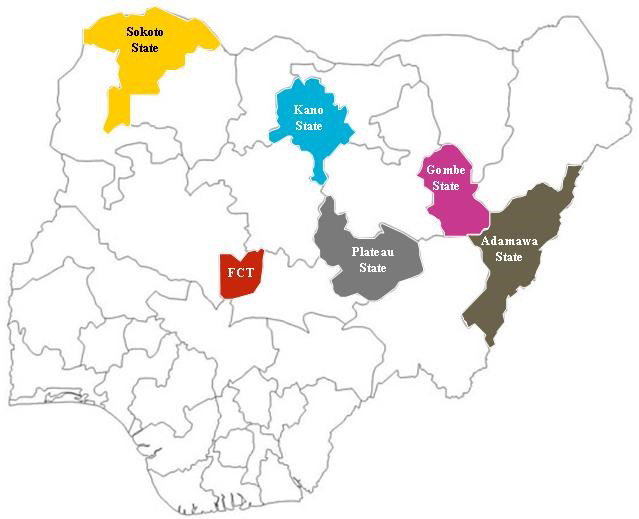 Figure 2: Map showing States visited in Northern Nigeria